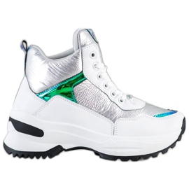 Ideal Shoes Vysoké tenisky z ekologické kůže bílý stříbro