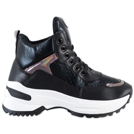 Ideal Shoes Vysoké tenisky z ekologické kůže černý růžový
