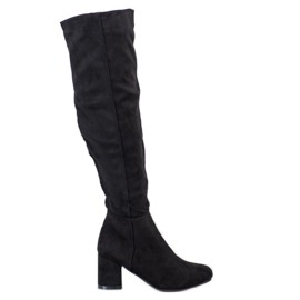 Fashion Černé semišové boty černý