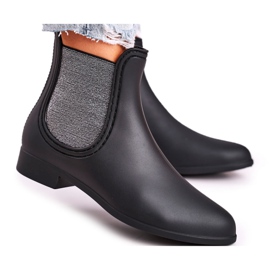 SEA Dámské matné černé wellies stříbrné Answear černá stříbro