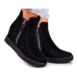 Dámské kotníkové boty semišové černé Silvie černá