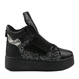 Černé zateplené boty od Hentevar černý stříbro