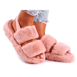 FJ1 Dámské pantofle na platformě Fur Orange Cotton Candy pomerančový