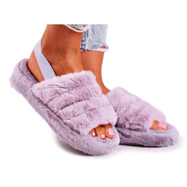 FJ1 Dámské pantofle na platformě Fur Purple Snowflake fialová