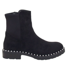Černé Chelsea boty s perlami RQ336 Black černý