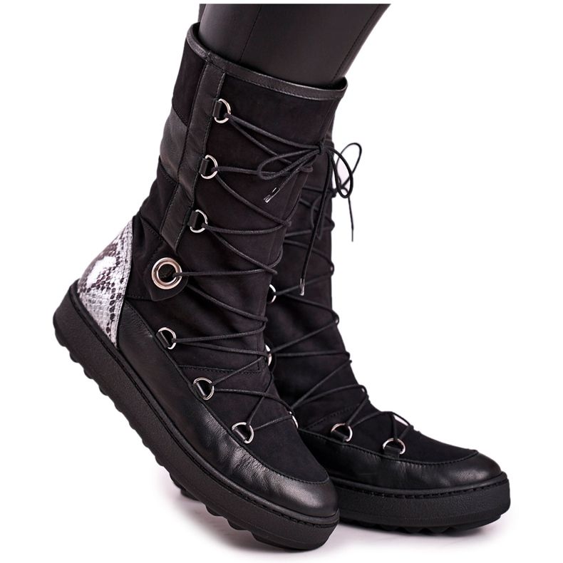 Černý semiš s kožešinou Laura Messi Sněhule 2054 černá