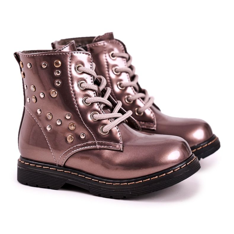 Teplé dětské boty s kamínky lakovanou slávou stříbrný šedá Teplé dětské boty s kamínky lakovanou slávou stříbrný šedá