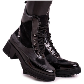 Boty Workers Warmed Black Animal Print Helena černá