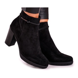 Boty na podpatku Sergio Leone Suede Black BT306 černý