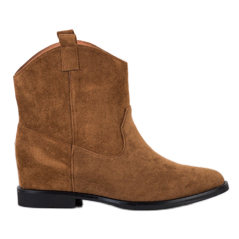 SHELOVET Teplé kovbojské boty na skrytém klínu hnědý