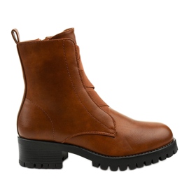 Hnědé kozačky na sloupku zatepleného Chanhettu hnědý