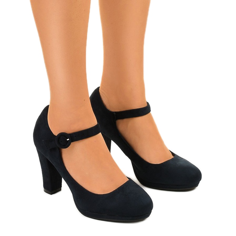 Modré semišové lodičky na sloupku Liayarus námořnická modrá modrý Modré semišové lodičky na sloupku Liayarus námořnická modrá modrý