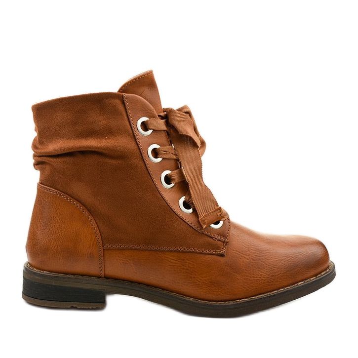 Velbloudí ploché kozačky na zip, imitace kůže Stechford hnědý žlutá