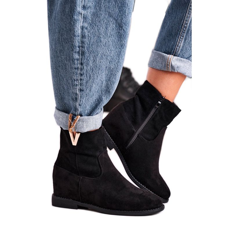 FG1 Dámské kotníkové boty semišové černé Vanya černá