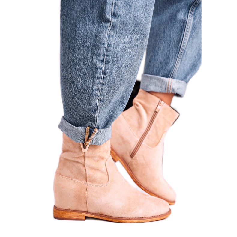 FG1 Dámské kotníkové boty semišové béžové Vanya béžový