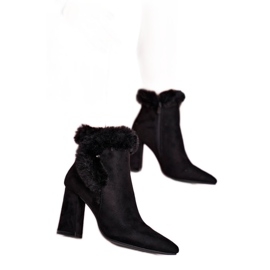 Boty na podpatku s kožešinovým semišem, černá Sophie Boty na podpatku s kožešinovým semišem, černá Sophie