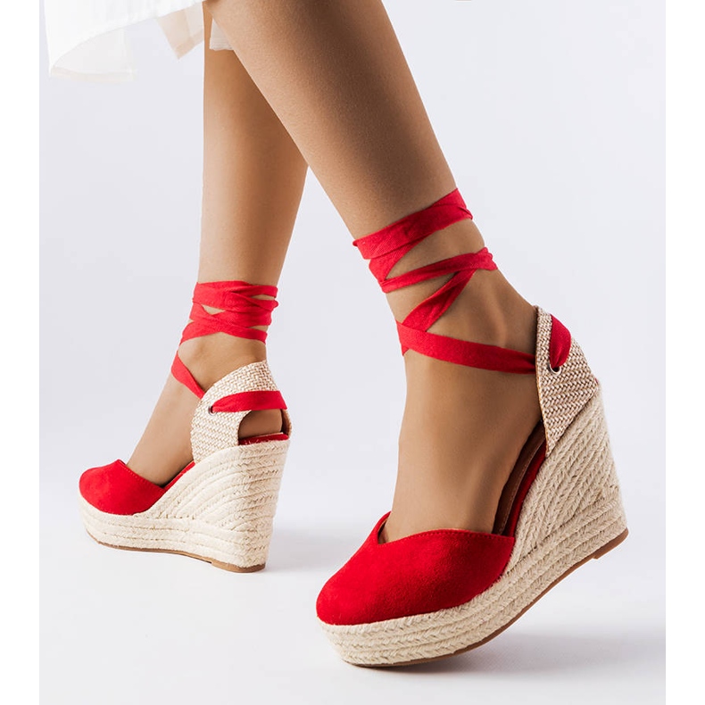 Červené klínové espadrilky od Adelinda červený 1