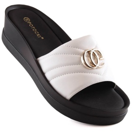 Pantofle na klínku Potocki W YQ21001 WOL159C bílý 1 Pantofle na klínku Potocki W YQ21001 WOL159C bílý 1