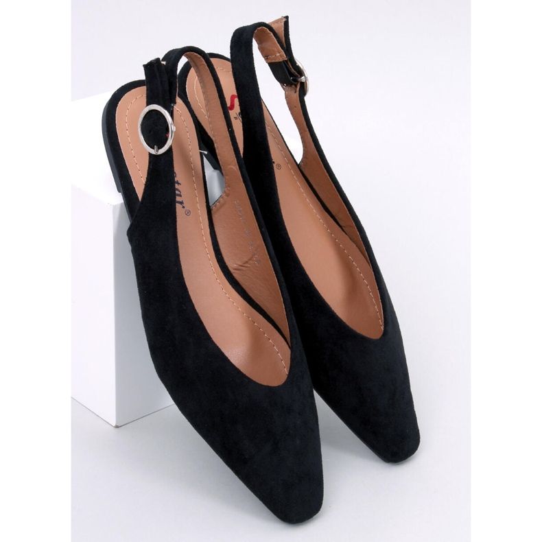 Kehlani Černé balerínky s otevřeným podpatkem černá 1 Kehlani Černé balerínky s otevřeným podpatkem černá 1