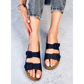 Korkové pantofle Alexa Black Glitter černý 1