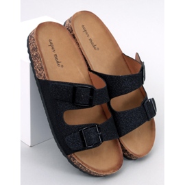 Korkové pantofle Alexa Black Glitter černá 2