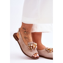 Semišové ploché sandály Nicole 2805/042 Béžová béžový 2 Semišové ploché sandály Nicole 2805/042 Béžová béžový 2