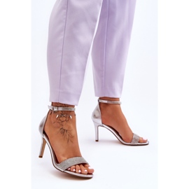 Dámské sandály na vysokém podpatku s kamínky Silver Perfecto stříbrný 1