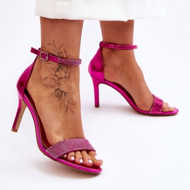 Dámské sandály na vysokém podpatku s fuchsií Perfecto růžový 4