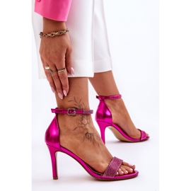Dámské sandály na vysokém podpatku s fuchsií Perfecto růžový 6