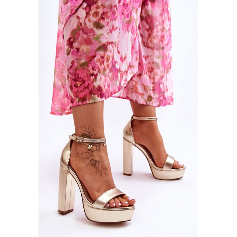 Kožené Sandály Na Vysokém Baru A Platformě Golden Sky Dream zlatý 2