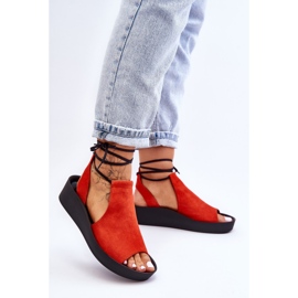 Semišové sandály na klínku Nicole 2743 Orange pomerančový 1