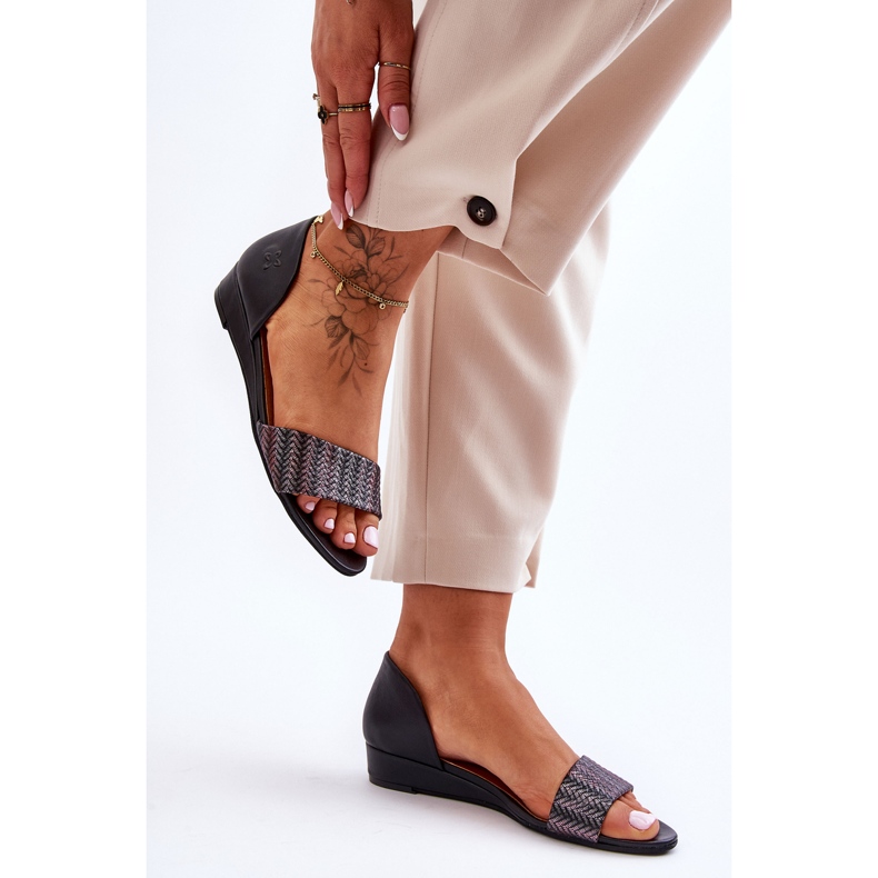 Kožené sandály Maciejka 1971-65 Černá 2