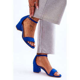 Líbánky modré klasické semišové sandály na nízkém podpatku modrý 1