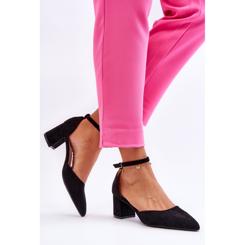 Semišové lodičky na podpatku Black Promise černá 2