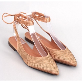 Štrasové baleríny s otevřeným podpatkem značky Vonda Champagne zlatý 1