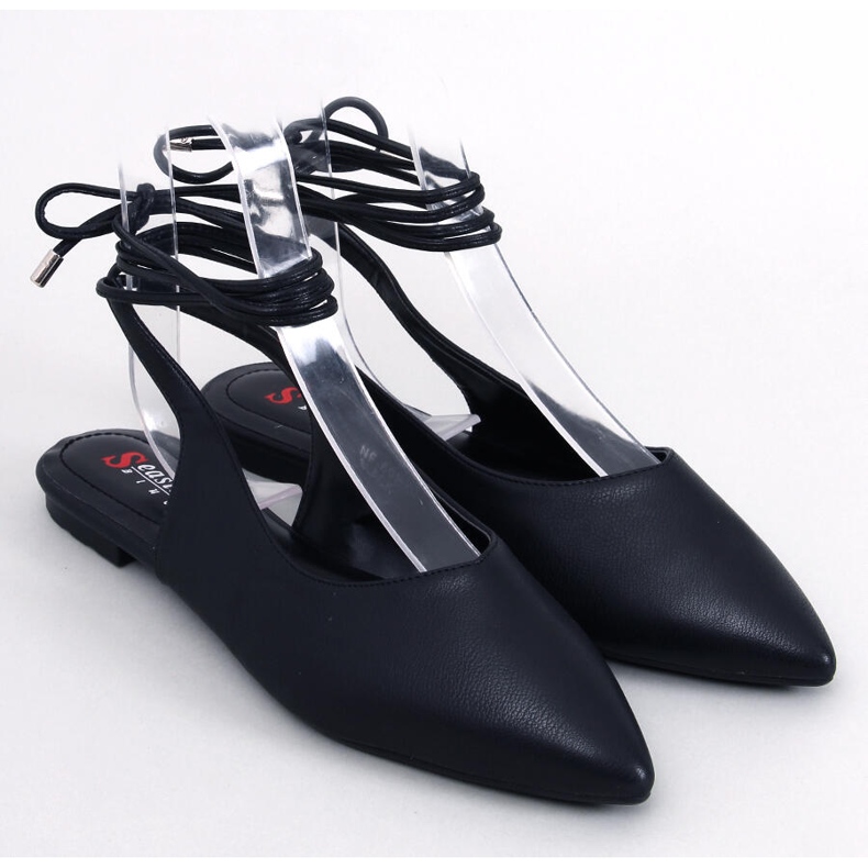 Jody Black šněrovací balerínky s otevřeným podpatkem černá 1