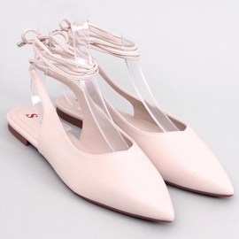 Jody Béžové šněrovací balerínky s otevřeným podpatkem béžový 1 Jody Béžové šněrovací balerínky s otevřeným podpatkem béžový 1