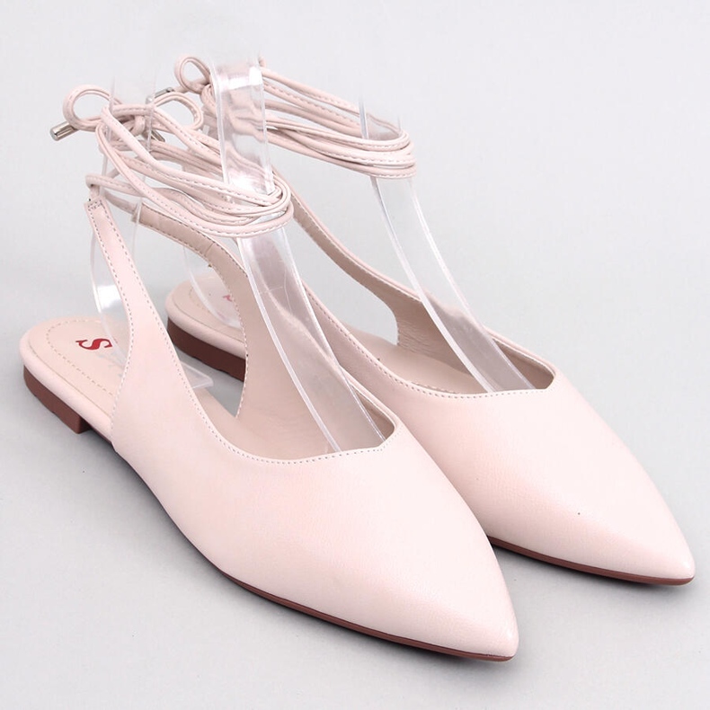 Jody Béžové šněrovací balerínky s otevřeným podpatkem béžový 1