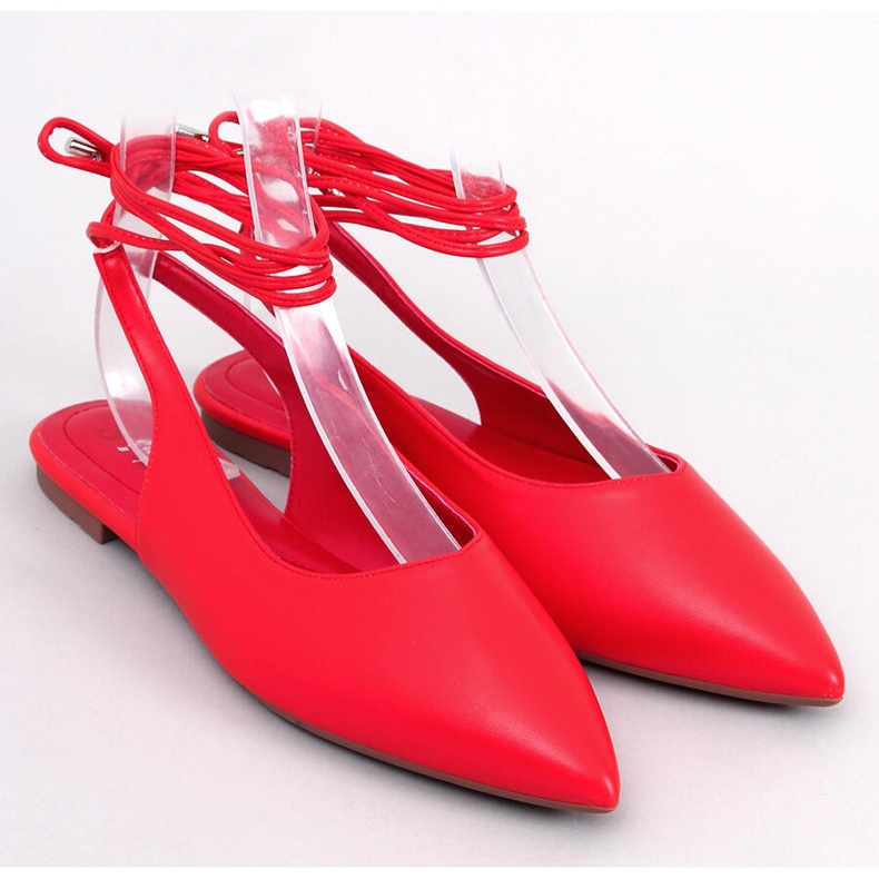 Jody Red šněrovací balerínky s otevřeným podpatkem červené 1