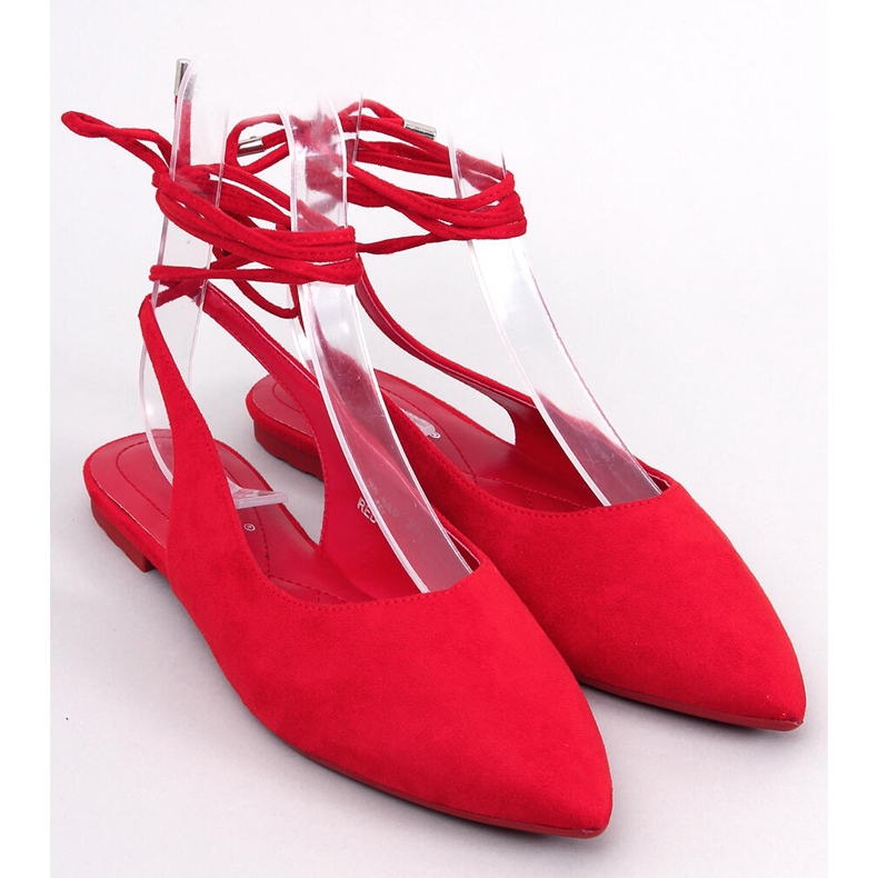 Šněrovací balerínky s otevřeným podpatkem Pirson Red červené 1