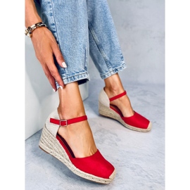 Klínové espadrilky Platten Red červené 4