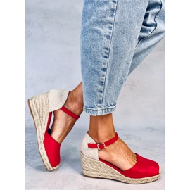 Klínové espadrilky Platten Red červené 3