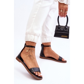 Černé kožené sandály Millou s plochým zipem černá 1