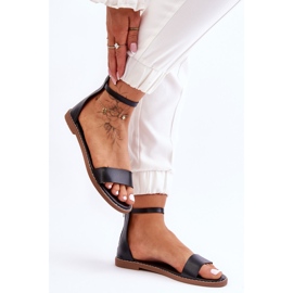 Černé kožené sandály Millou s plochým zipem černá 2