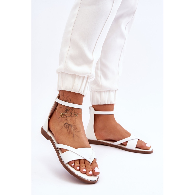 Dámské Žabky na zip Ploché sandály Bílé Rise Up! bílý 2