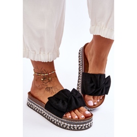 Dámské semišové pantofle s mašlí Černá Lauria 2 Dámské semišové pantofle s mašlí Černá Lauria 2