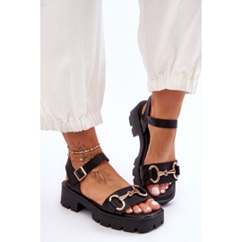 Emori Dámské kožené sandály Emori Leather zdobené černá 2