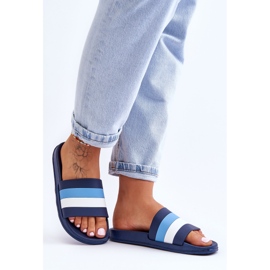 Dámské pruhované pantofle Navy Blue Vision modrý 1