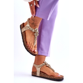 Žabky Sandály Na Korkové Platformě Zlatá Naomi zlatý 4