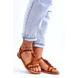 Dámské sandály Flat Suede Boho Brown Lucami hnědý 6 Dámské sandály Flat Suede Boho Brown Lucami hnědý 6